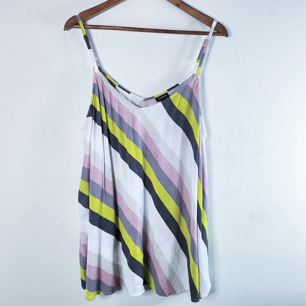 Torrid Womens Multi Color Striped Layered Spaghetti Strap Tank Top Size 2X